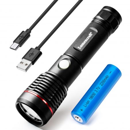 Lumencraft FL1 LED Flashlight - USB Rechargeable with 18650 Battery - 600 Lumen