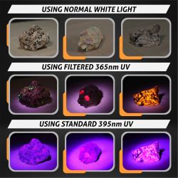 UV 365nm With ZWB2 Filter for 3-6 D cell Maglite - Yooperlites - Mineral huntng Flashlight
