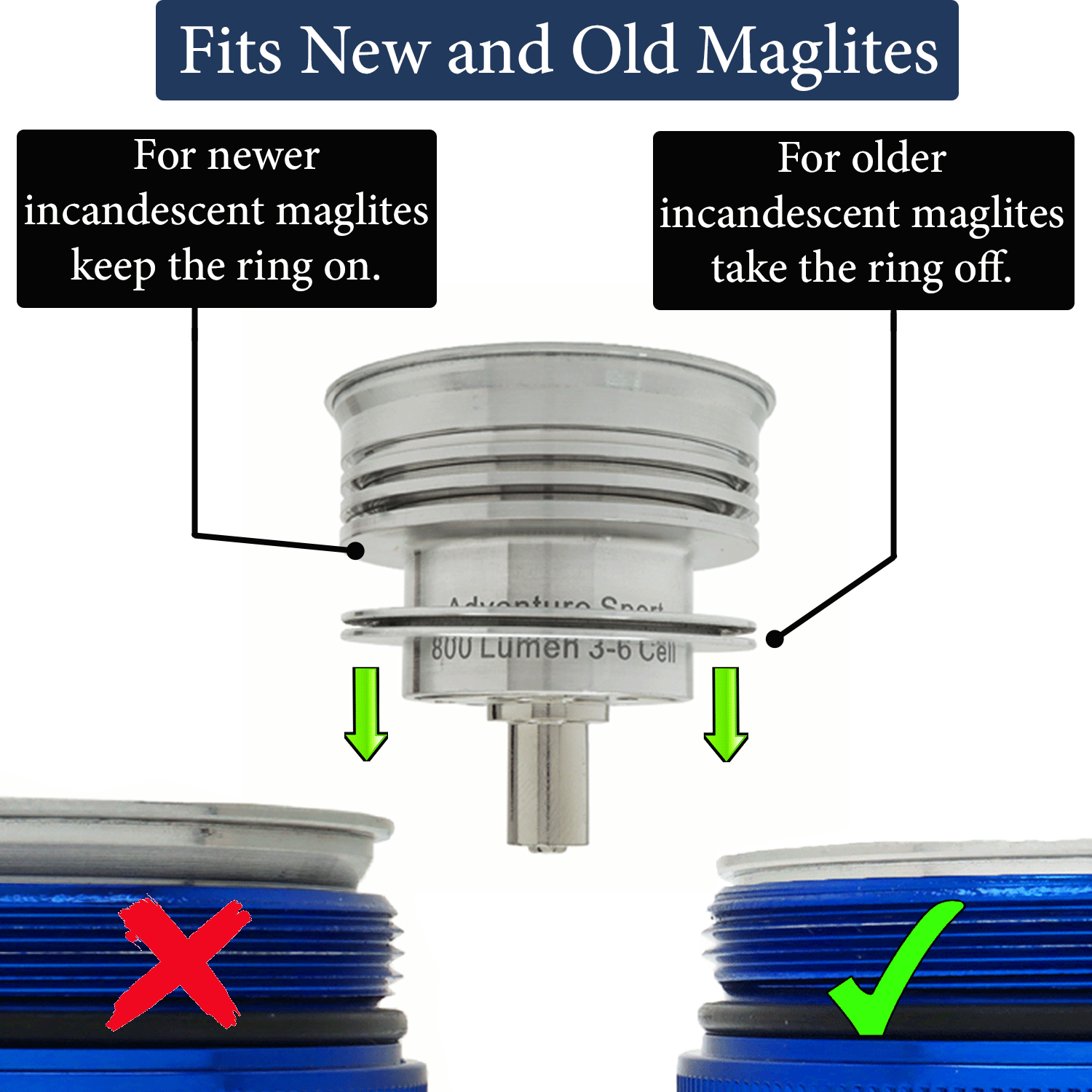1100 lumen FireFly 3-6 D and C Cell LED Conversion for Maglite, Luminus SFT-40 Emitter