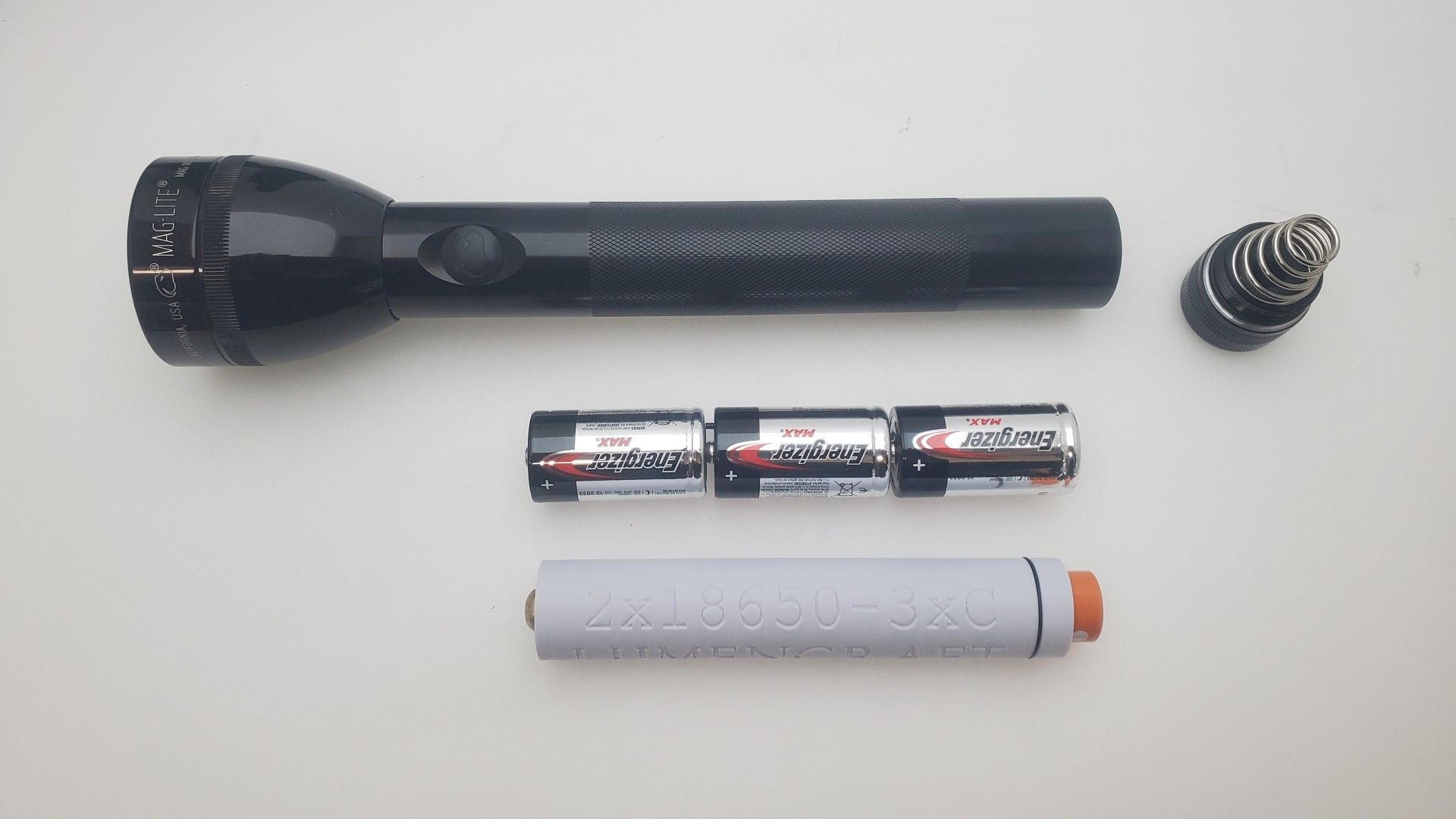 2x 18650 to 3C Cell Battery Sleeve for Maglite