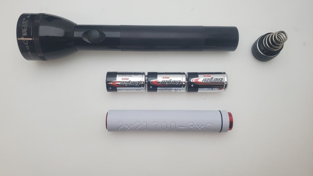 2x 21700 to 3C Cell Battery Sleeve for Maglite