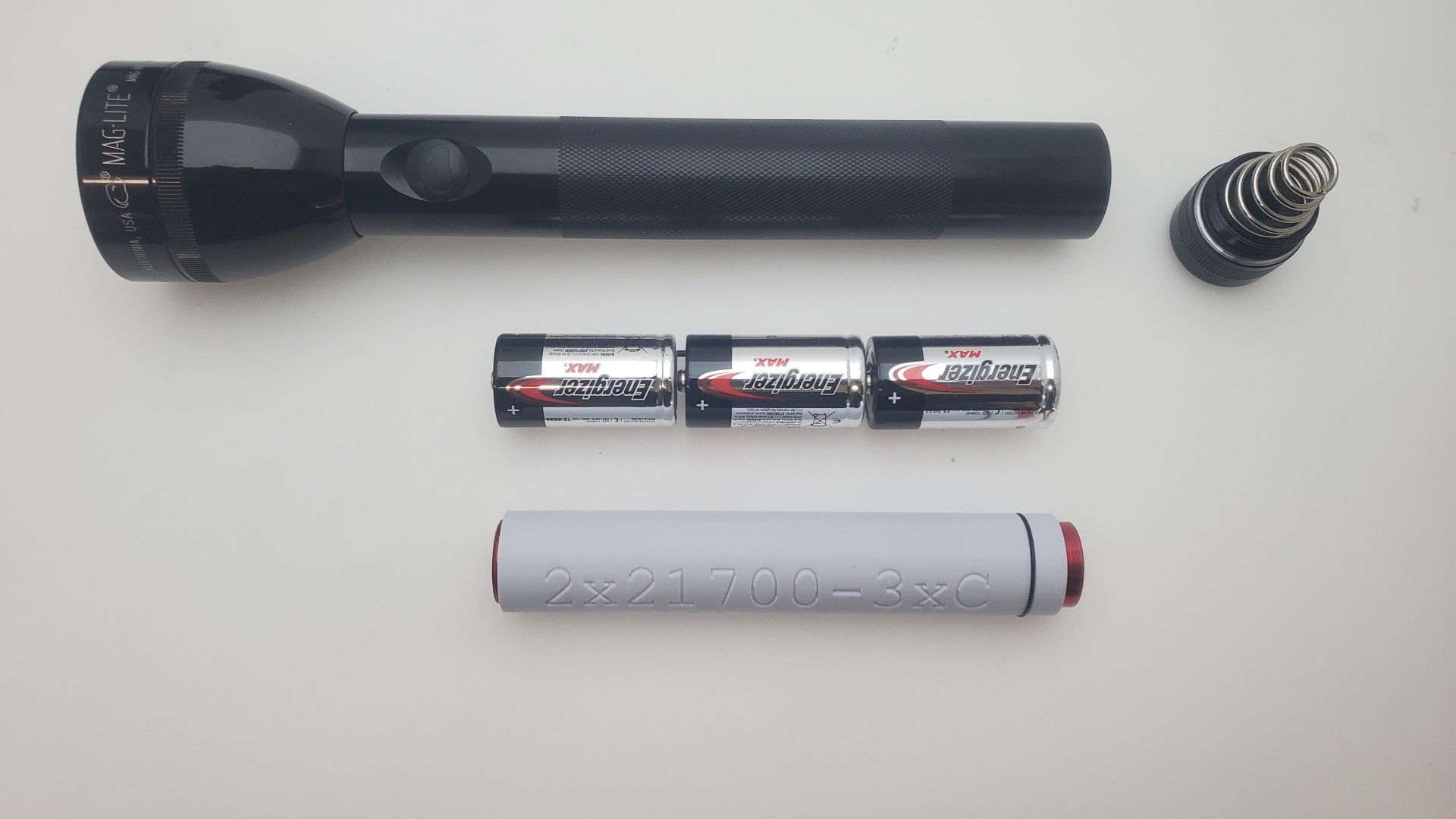2x 21700 to 3C Cell Battery Sleeve for Maglite