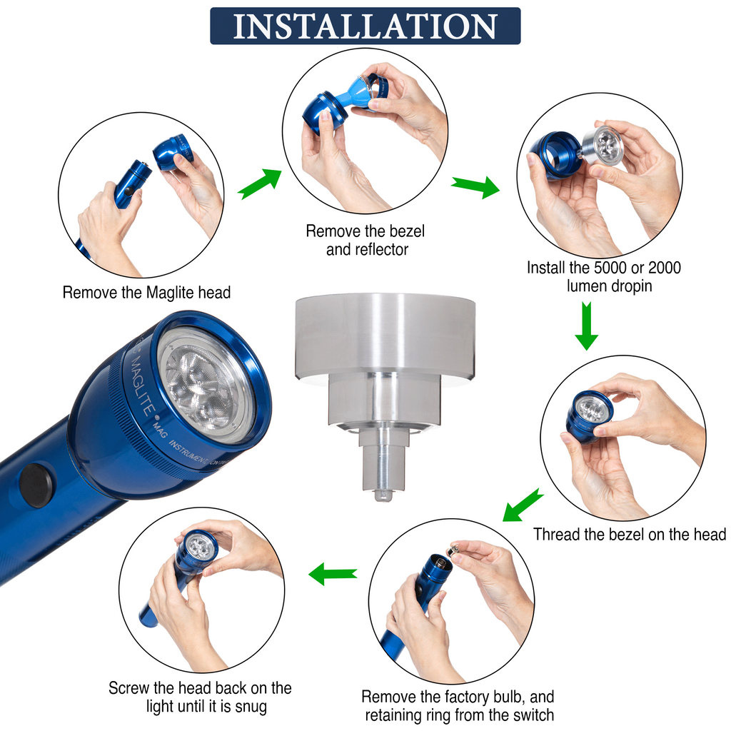 2,500 Lumen LED for 3-4 D Maglite Flashlight | Ultra-High Power 12x LED Conversion