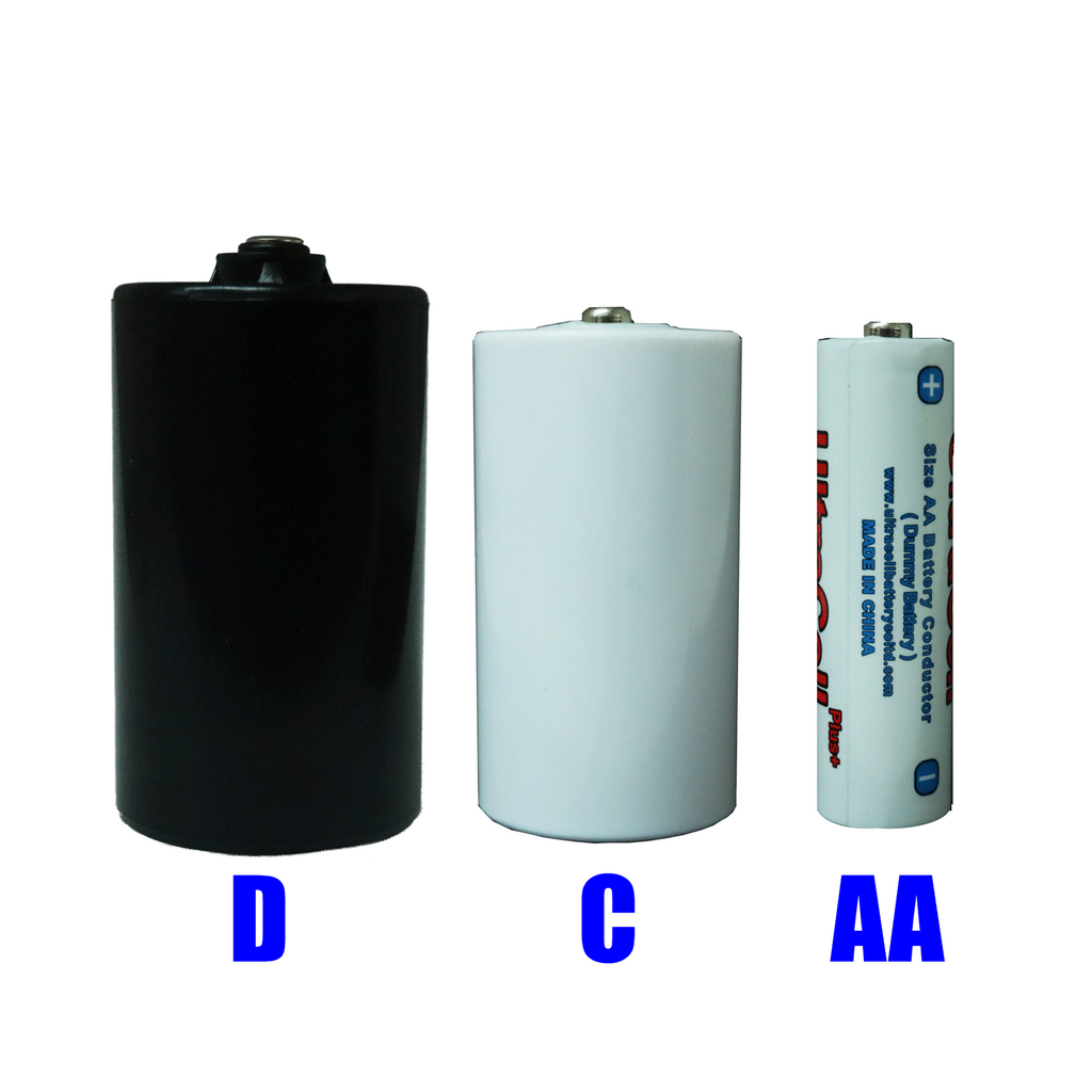 Wholesale Dummy AA, C, and D cell battery, and adapters