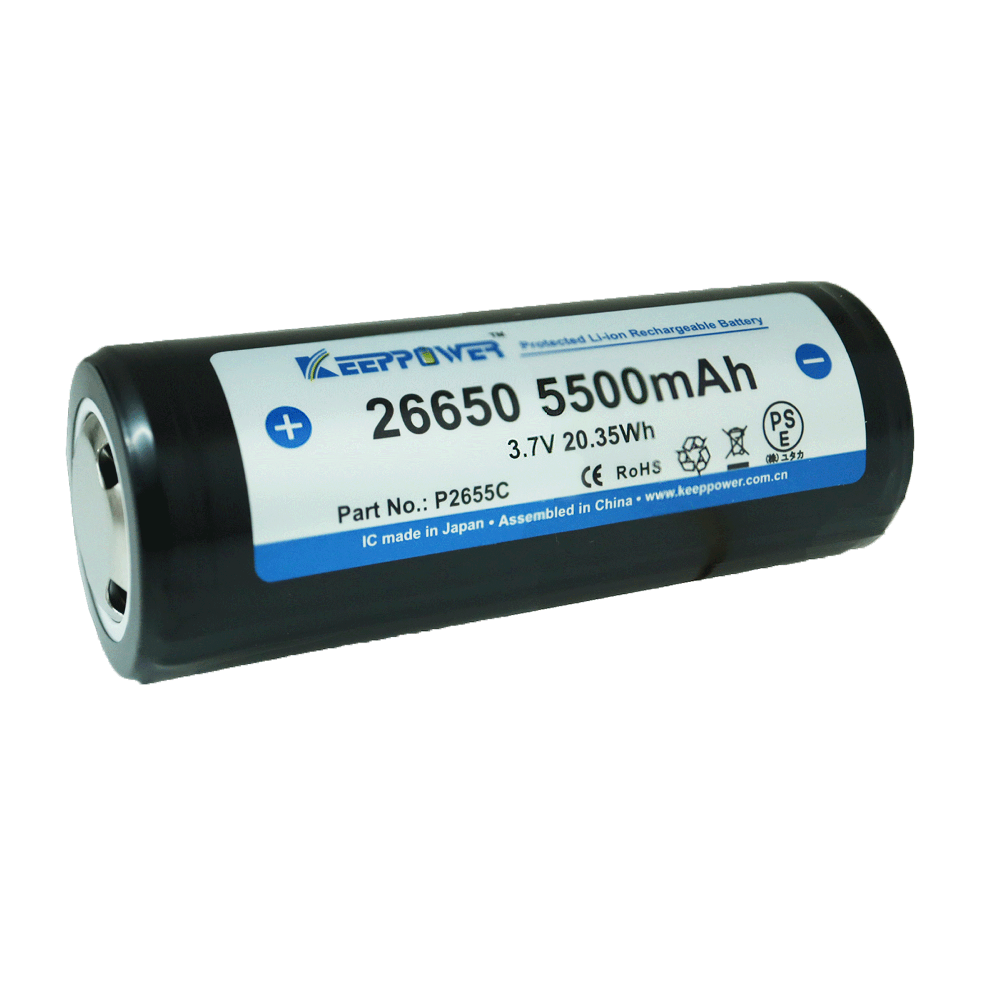 26650 KeepPower 5500mAh Protected Li-ion High Drain Flat Top rechargeable battery