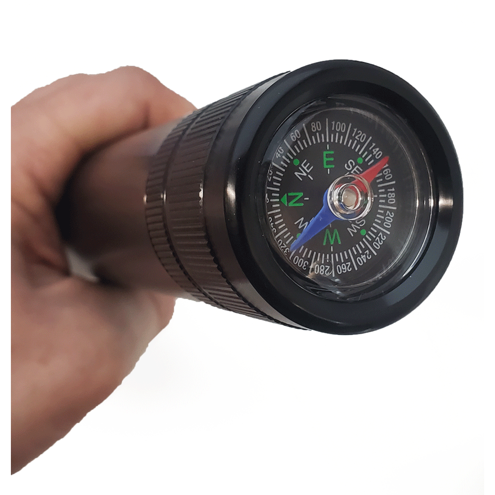 [D-Cell] Survival Tail Cap: Compass & Emergency Glass Breaker for Incandescent Maglite Flashlights