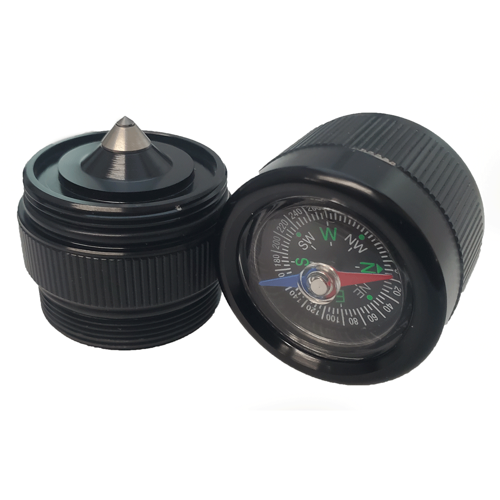 [D-Cell] Survival Tail Cap: Compass & Emergency Glass Breaker for Incandescent Maglite Flashlights