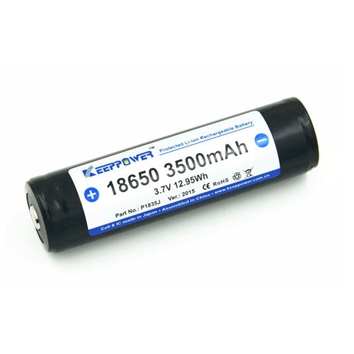 18650 KeepPower P1835J 3500mAh Sanyo NCR18650GA Protected Button Top
