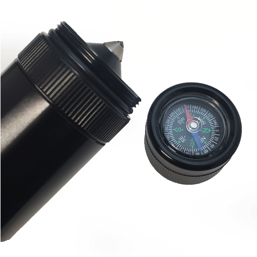 [D-Cell] Survival Tail Cap: Compass & Emergency Glass Breaker for Incandescent Maglite Flashlights